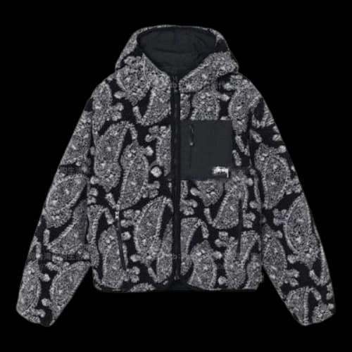 Stussy cashew hooded logo Jacket Unisex Black