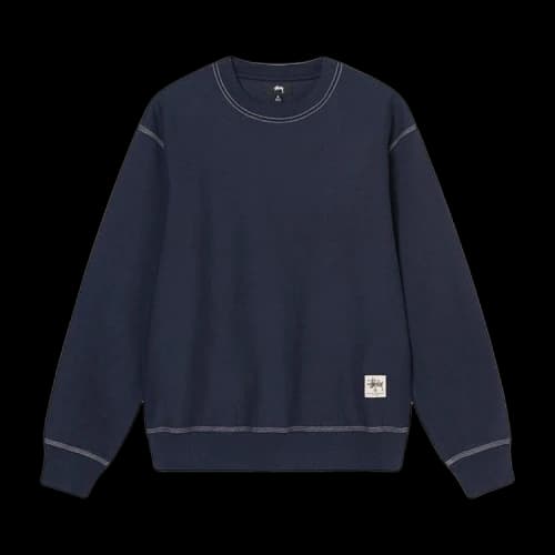 Stussy Contrast Stitch Label Crew Sweater Navy