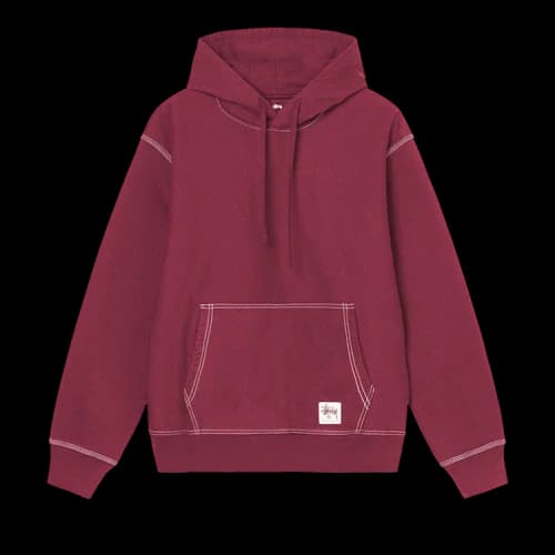 Stussy Contrast Stitch Label Hoodie 'Berry'