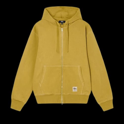 Stussy Double Face Label Zip Hoodie Gold