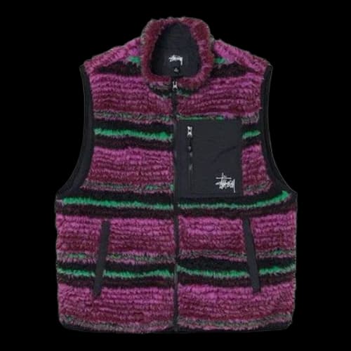 Stussy Striped Sherpa Vest 'Grape'