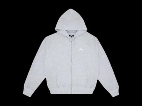 Stussy Stock Logo Zip Hoodie Grey Heather