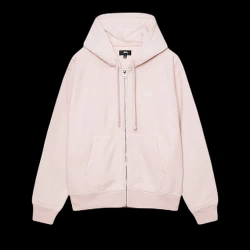 Stussy Stock Logo Zip Hoodie 'Light Pink'