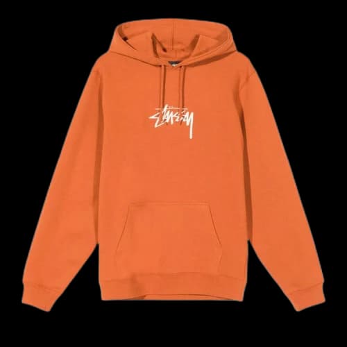 Stussy Stock Logo Appliqué Hoodie 'Tangerine'