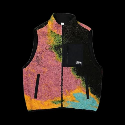 Stussy Jacquard Dye Sherpa Vest 'Berry'