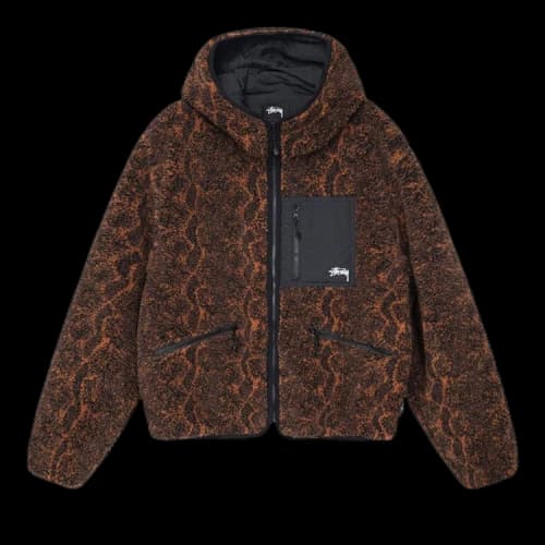 Stussy Snake Jacquard Sherpa Jacket 'Brown'