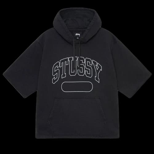 Stussy Short-Sleeve Boxy Cropped Hoodie 'Black'