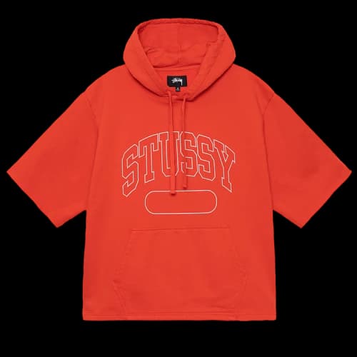 Stussy Boxy Cropped S/S Hoodie Deep Orange