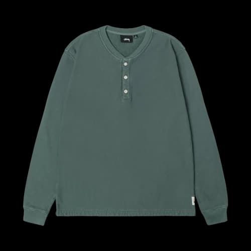 Stussy Open Hem Henley Fleece 'Evergreen'