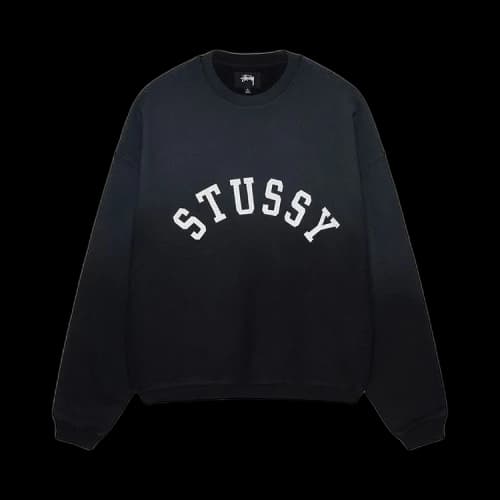 Stussy Sun Faded Oversized Crew Black