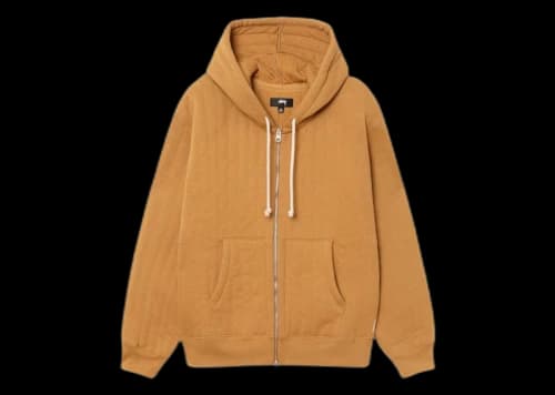 Stussy Vertical Quilted Zip Hoodie Tan