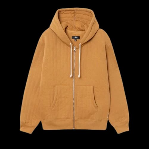 Stussy Vertical Quilted Zip Hoodie 'Tan'