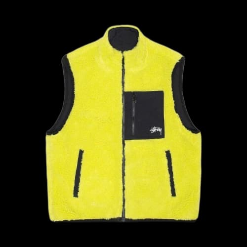 Stussy Sherpa Reversible Vest Lime