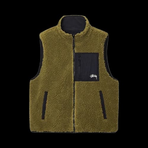 Stussy Sherpa Reversible Vest 'Olive'