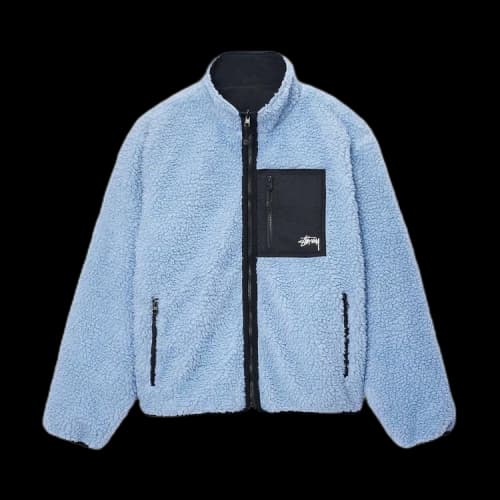 Stussy Sherpa Reversible Jacket 'Light Denim'