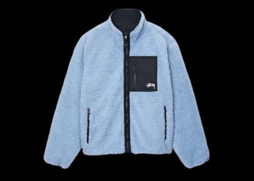 Stussy Sherpa Reversible Jacket Light Denim