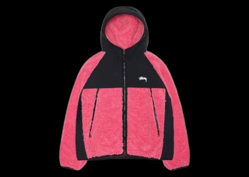 Stussy Sherpa Paneled Hooded Jacket Pink