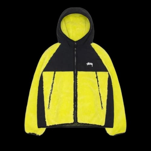 Stussy Sherpa Paneled Hooded Jacket Lime