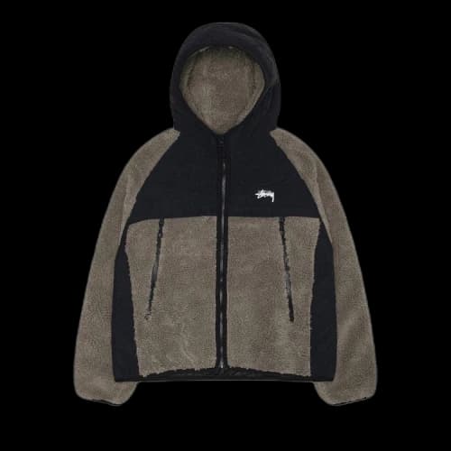 Stussy Sherpa Paneled Hooded Jacket Stone