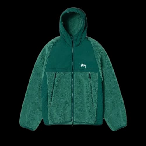 Stussy Sherpa Paneled Hooded Jacket Teal