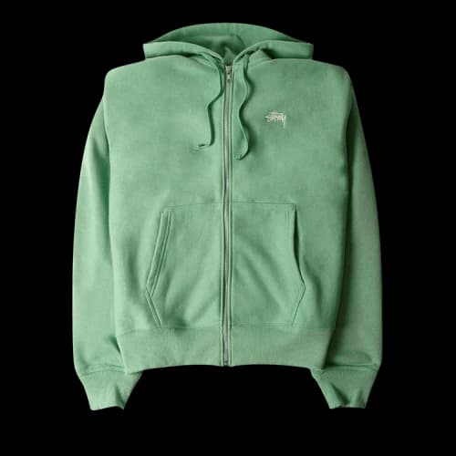 Stussy Stock Logo Zip Hoodie 'Green'