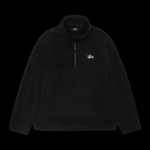 Stussy Polar Fleece Half Zip Mock Neck 'Black'