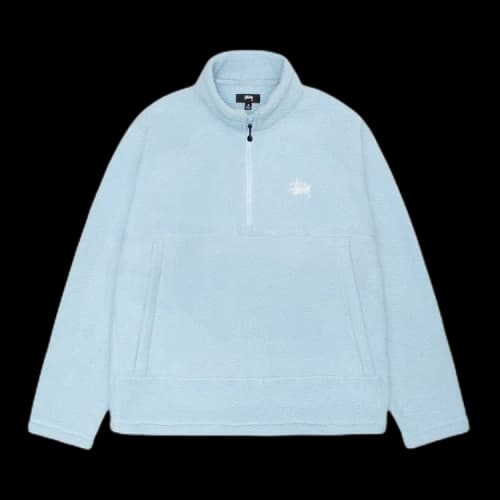 Stussy Half Zip Mock Polar Fleece Hoodie Blue