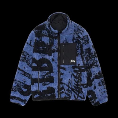 Stussy Sherpa Reversible Stamp Jacket Blue