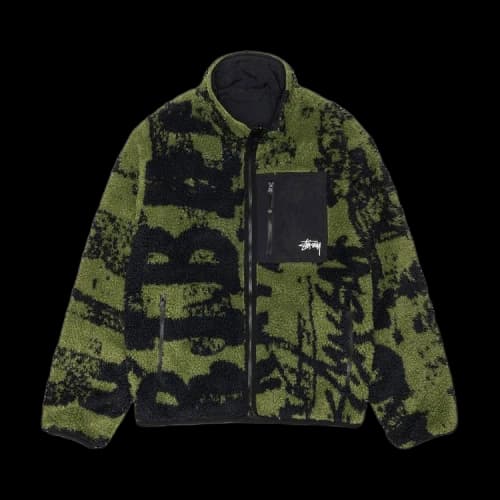 Stussy Sherpa Reversible Printed Jacket 'Green'