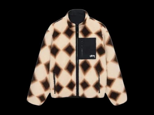 Stussy Sherpa Reversible Diamond Jacket Tan