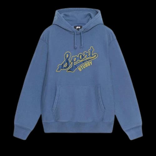 Stussy Satin Patch Oversized Hoodie Blue