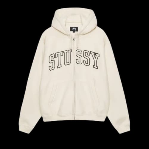 Stussy Outline Zip Hoodie Ivory