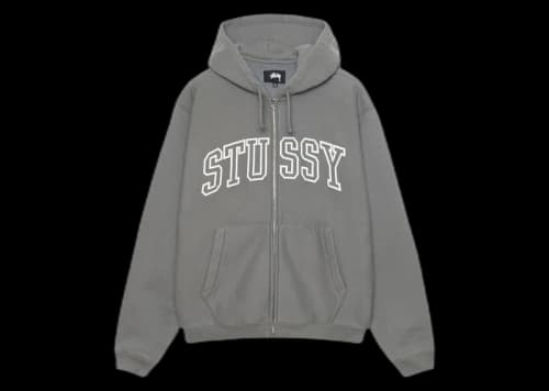 Stussy Outline Zip Hoodie Grey