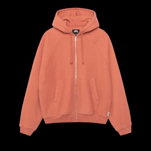 Stussy Fleece Raglan Zip Hoodie Brick