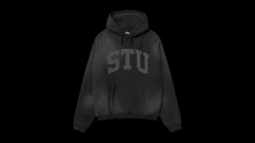 Stussy Stu Applique Hoodie Black