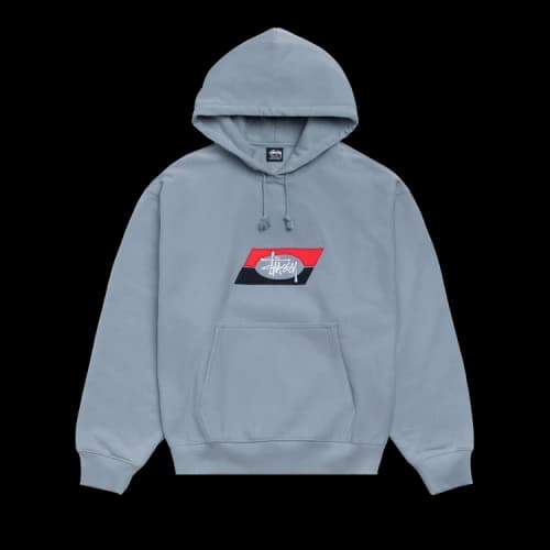 Stussy Double Stripe Embroidered Hoodie 'Slate'
