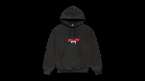 Stussy Double Stripe Embroidered Hoodie Black