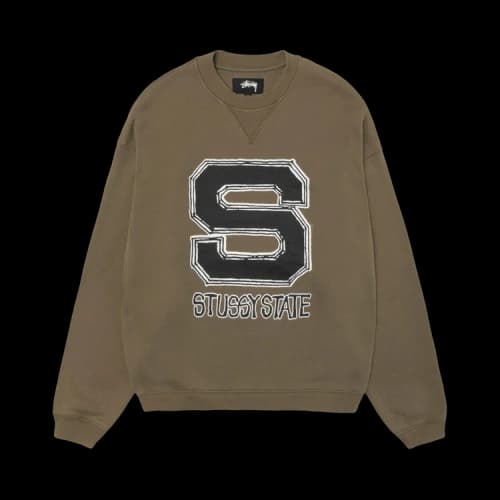 Stussy State Crew Hoodie Olive