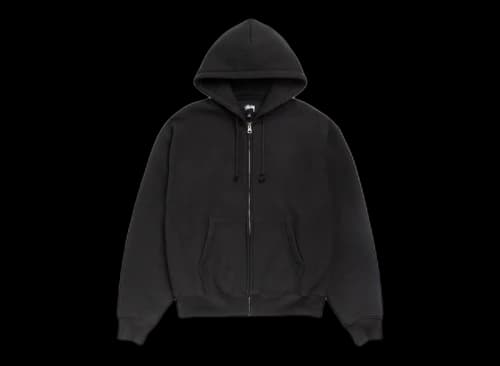 Stussy Cursive Applique Zip Hoodie Black
