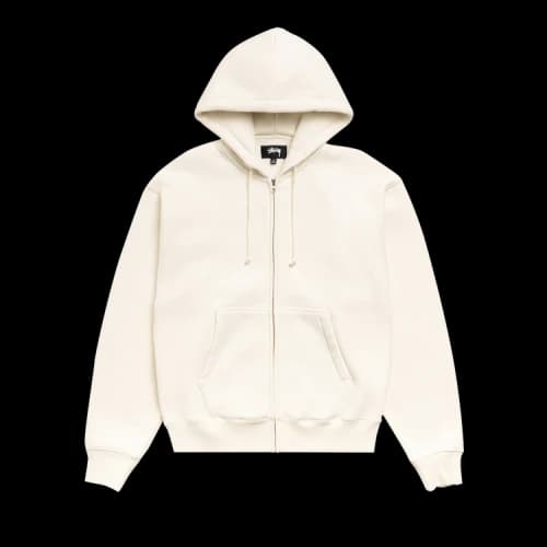 Stussy Cursive Applique Zip Hoodie 'Natural'