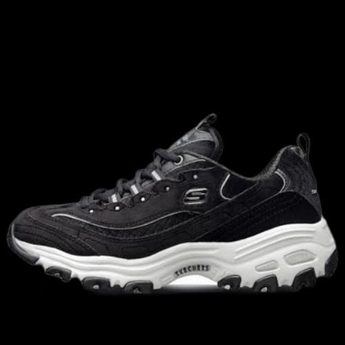 Skechers D'Lites Velvet Low-Top Daddy Shoes Black/White (Women's)