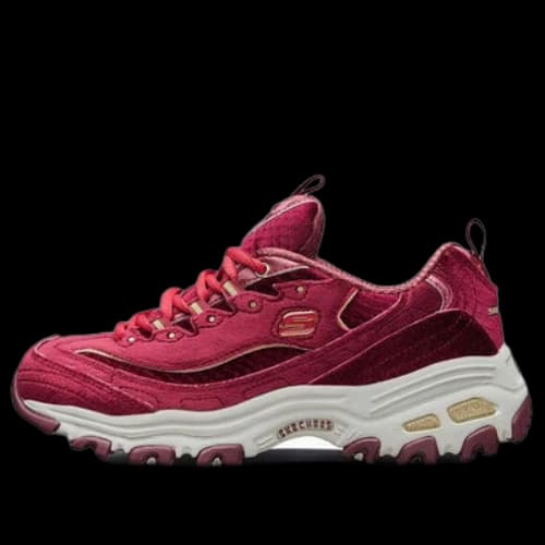 Skechers D'Lites Velvet Low-Top Daddy Shoes Red (Women's)