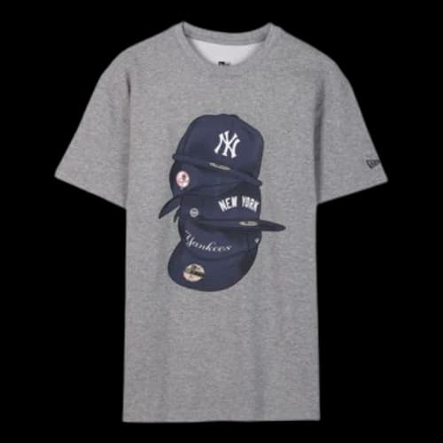 New Era Pattern Short Sleeve Couple Style light grey