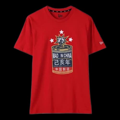 New Era Series Pattern Embroidered Short Sleeve Unisex Red