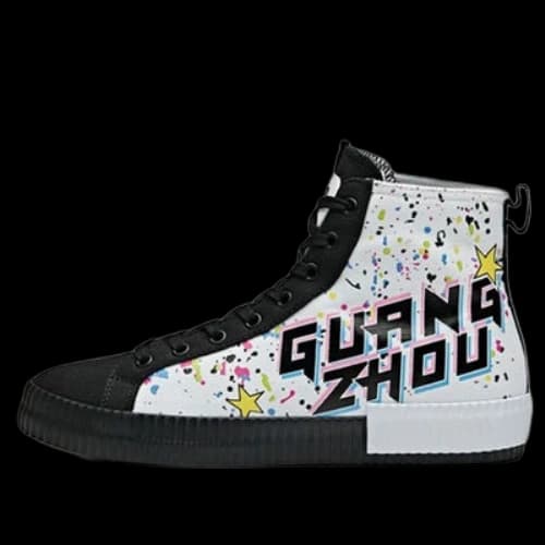 ANTA Guangzhou Graffiti High Top Canvas Shoes 'White Black'