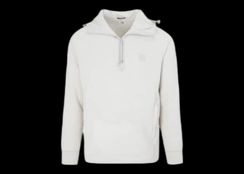 C.P. Company Diagonal Raised Fleece Half-Zipped Hoodie White