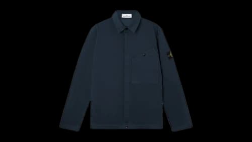 Stone Island Stretch Organic Cotton Satin 1200006 Overshirt Navy Blue