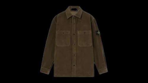 Stone Island Organic Cotton Corduroy 800 1200012 Overshirt Military Green