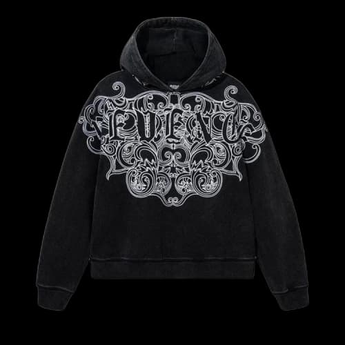 Revenge Crest Embroidered Hoodie 'Distressed Black'