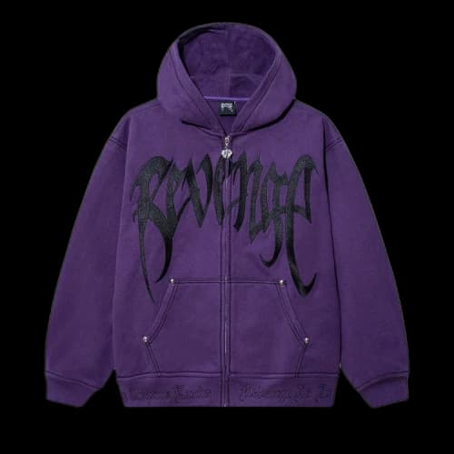 Revenge Contrast Embroidered Zip Hoodie 'Purple/Black'
